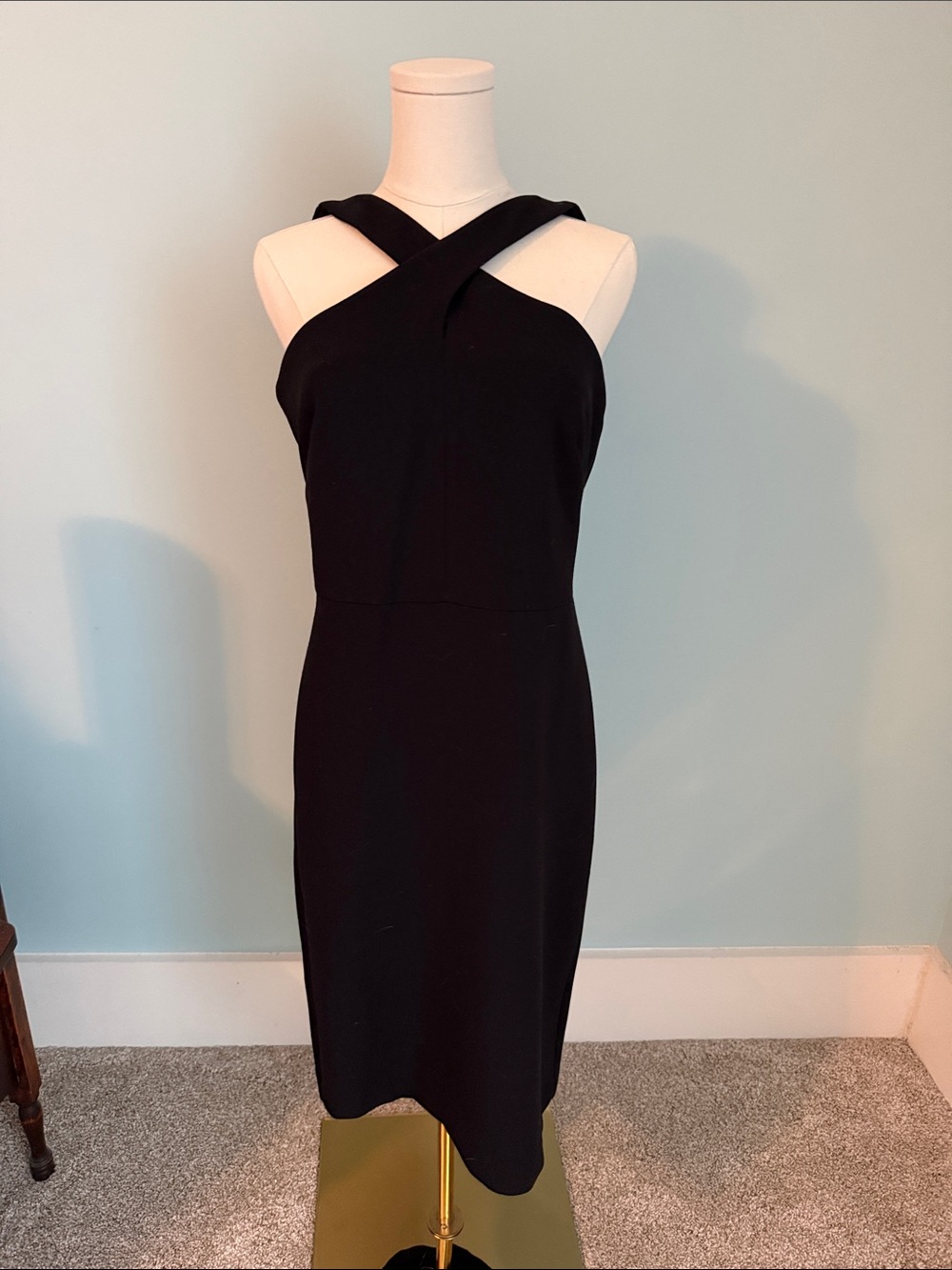 Ann Taylor Black Crisscross Midi Sheath Dress